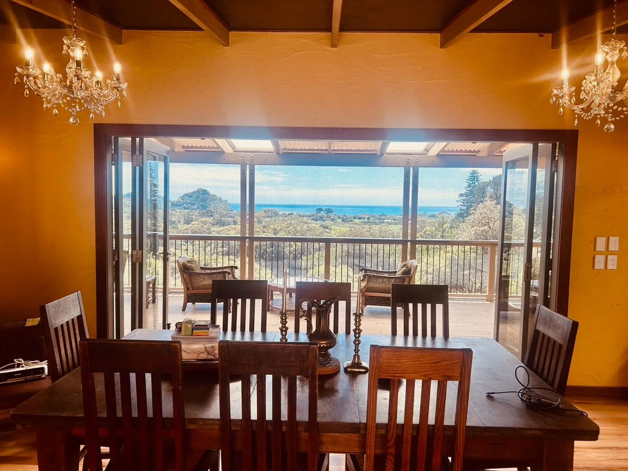 The Boardroom at Mason Canyon — private meeting space with ocean views, Great Barrier Island